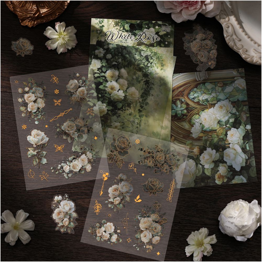 Window Flower Collection PET Stickers 6 Styles 4 Sheets image 1