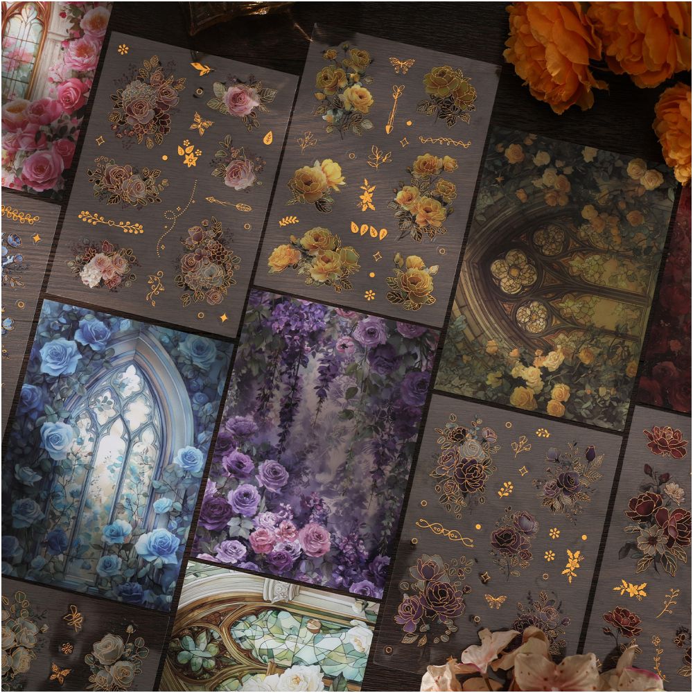 Window Flower Collection PET Stickers 6 Styles 4 Sheets image 2