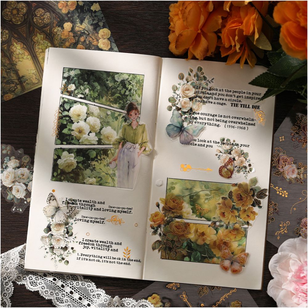 Window Flower Collection PET Stickers 6 Styles 4 Sheets image 3