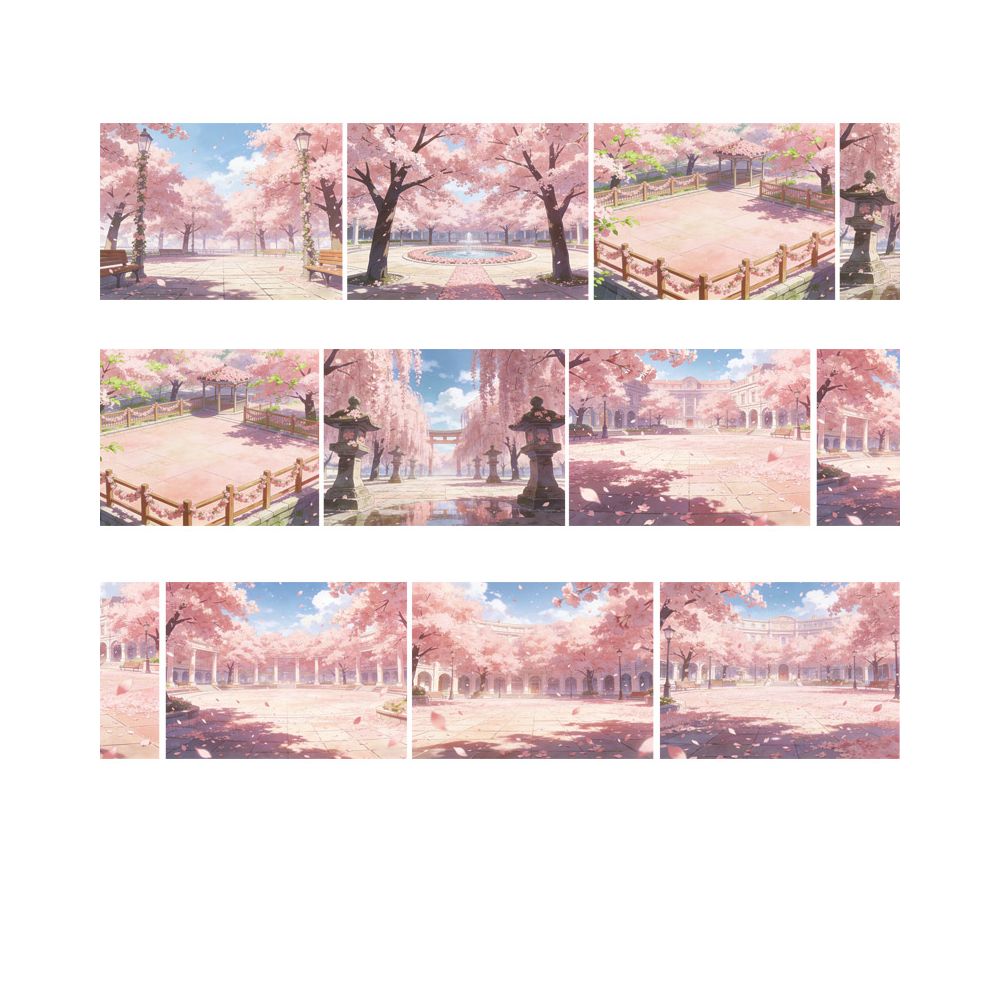 Cherry Blossom Garden Landscape PET Tape 4 Styles