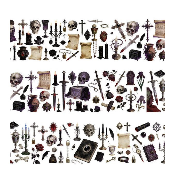Dark Gothic Style Small Items PET Tape 9cm x 1m 3 Styles image 0