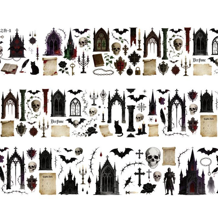 Dark Gothic Style Small Items PET Tape 9cm x 1m 3 Styles