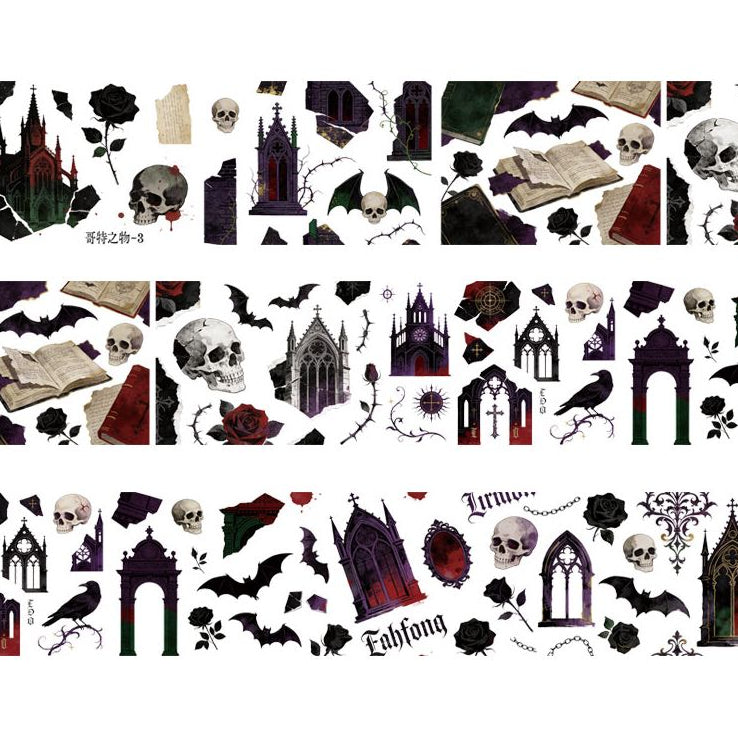Dark Gothic Style Small Items PET Tape 9cm x 1m 3 Styles