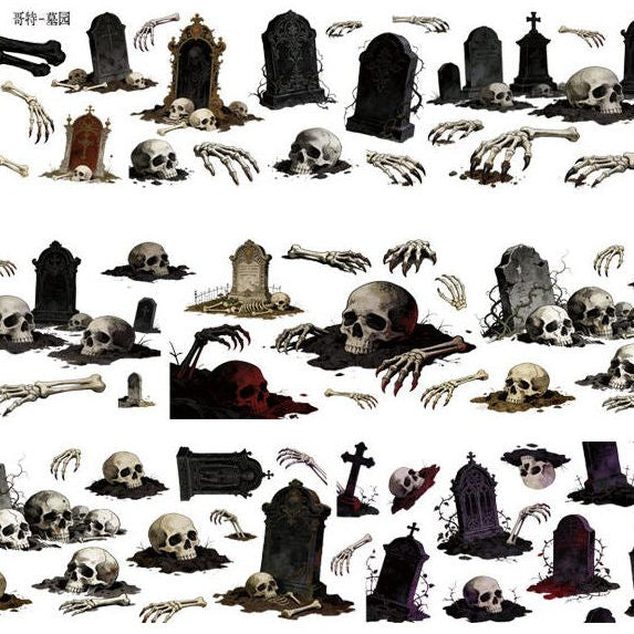 Gothic Cemetery Blood Coffin PET Tapes 9cm x 1m 3 Styles image 0