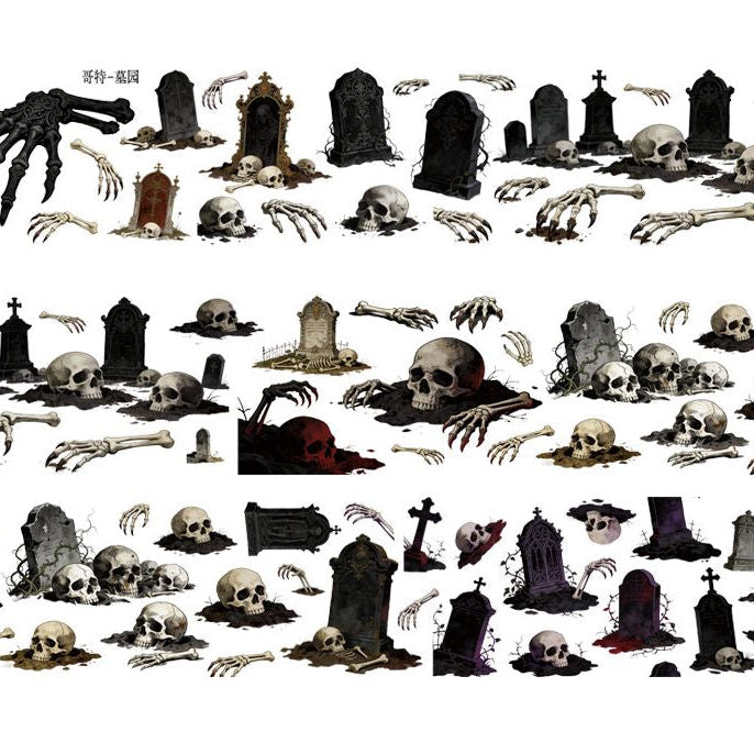 Gothic Cemetery Blood Coffin PET Tapes 9cm x 1m 3 Styles