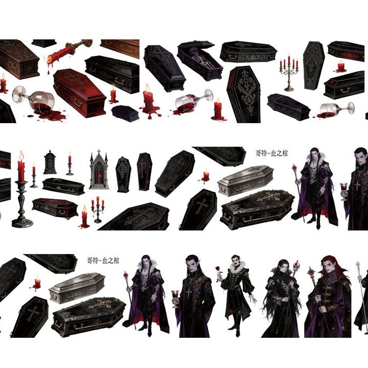 Gothic Cemetery Blood Coffin PET Tapes 9cm x 1m 3 Styles