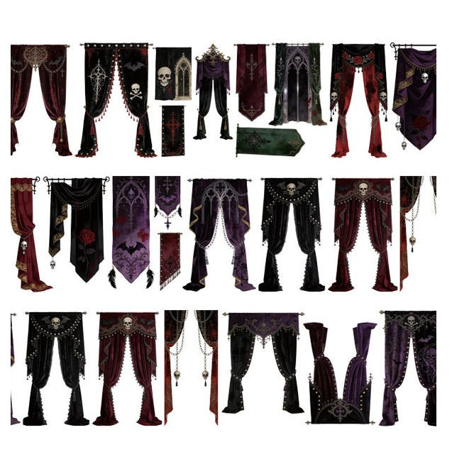 Dark Gothic Curtain PET Tape 9cm x 1m image 0