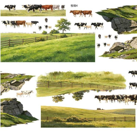 Large Ranch landscape grassland PET Tape 3 Styles