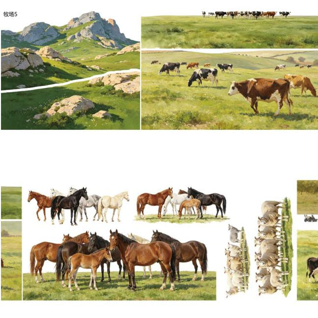 Large Ranch landscape grassland PET Tape 3 Styles