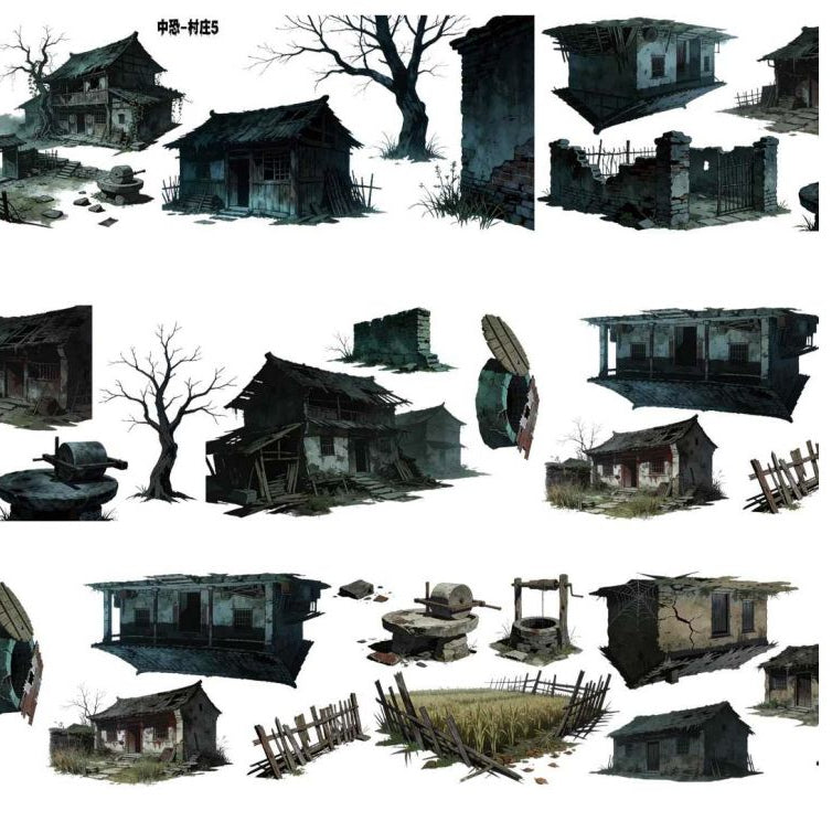 Dark Horror Village Series PET Tape 9cm x 1m 11 Styles image 0