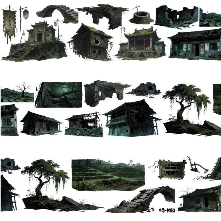 Dark Horror Village Series PET Tape 9cm x 1m 11 Styles