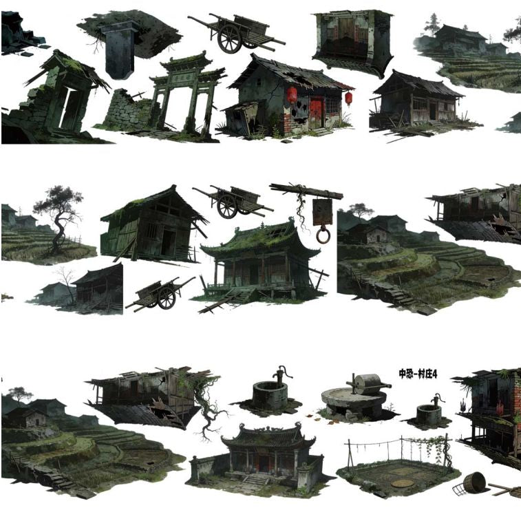 Dark Horror Village Series PET Tape 9cm x 1m 11 Styles