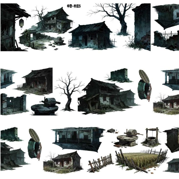 Dark Horror Village Series PET Tape 9cm x 1m 11 Styles