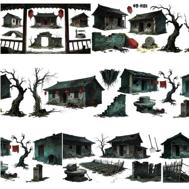 Dark Horror Village Series PET Tape 9cm x 1m 11 Styles