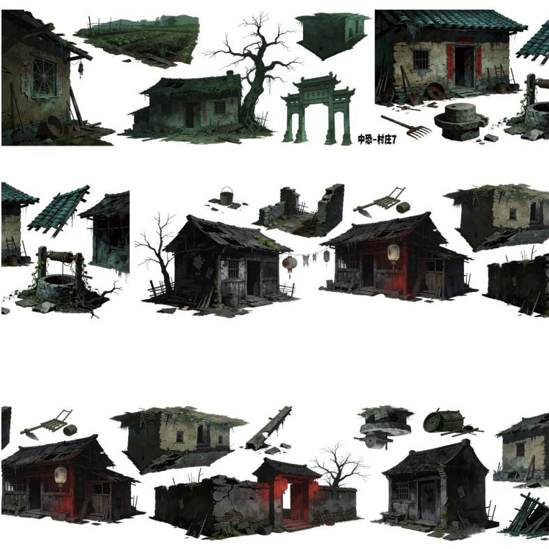 Dark Horror Village Series PET Tape 9cm x 1m 11 Styles