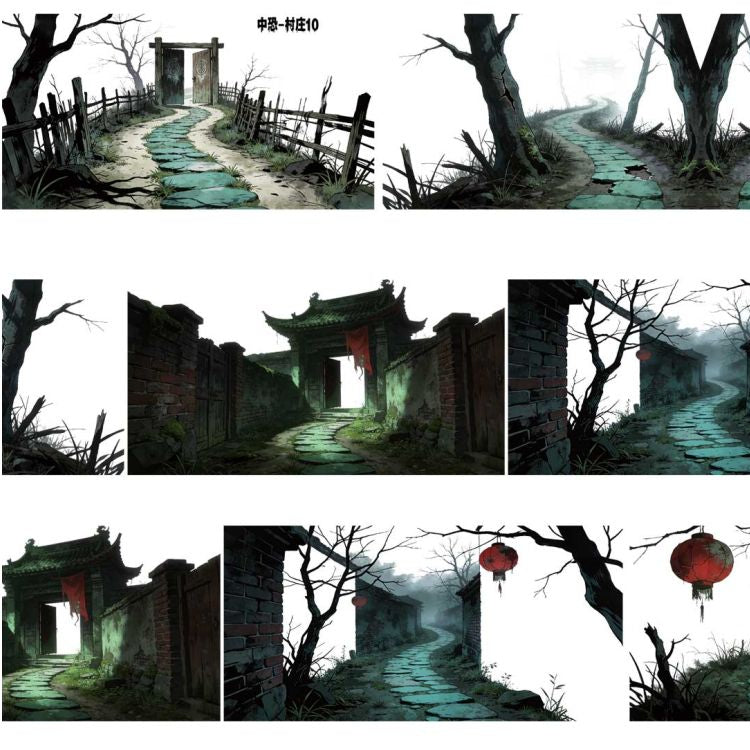 Dark Horror Village Series PET Tape 9cm x 1m 11 Styles