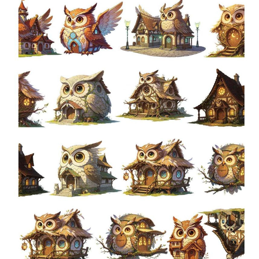 Fantasy Owl Town House PET Tape 8cm x 1m image 0
