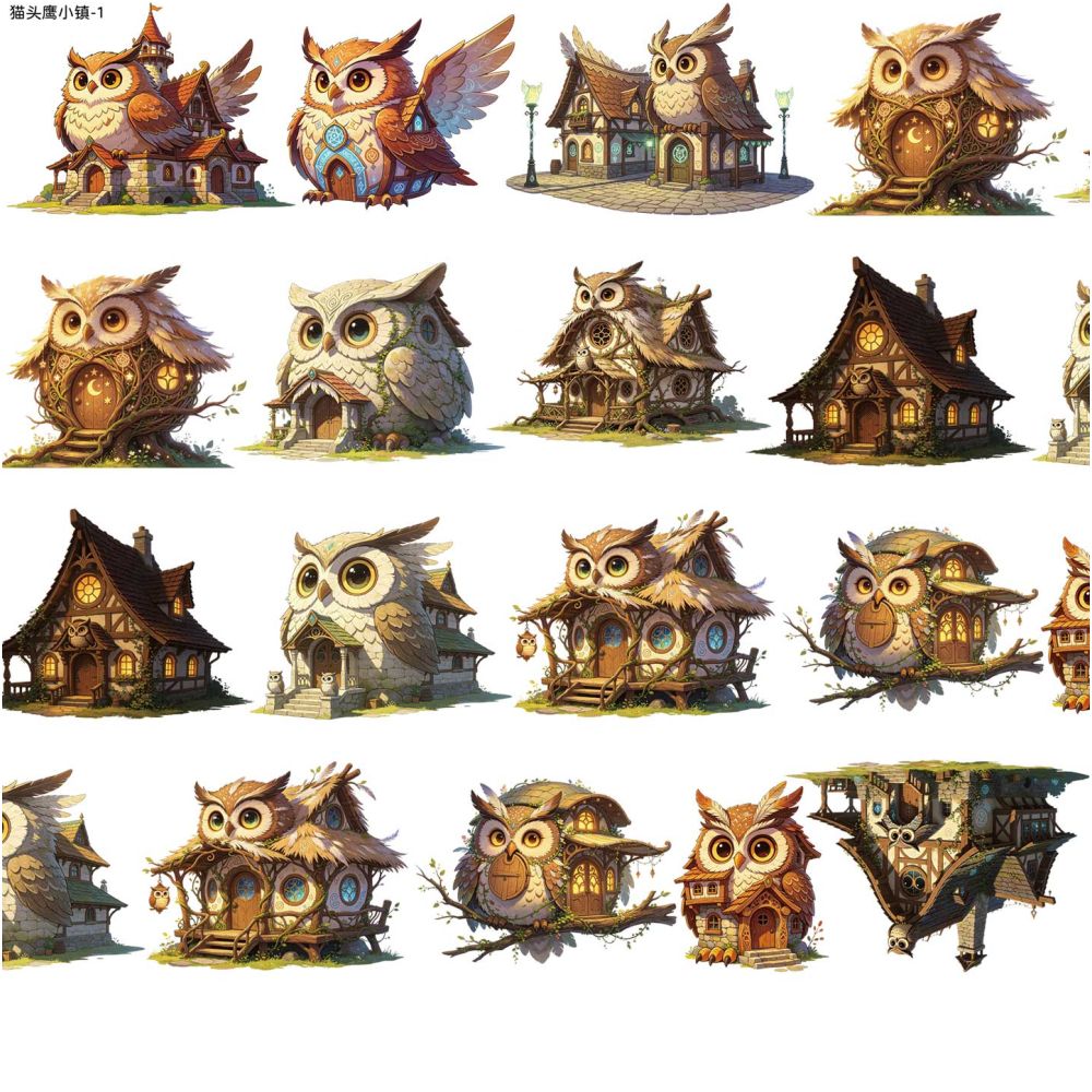 Fantasy Owl Town House PET Tape 8cm x 1m