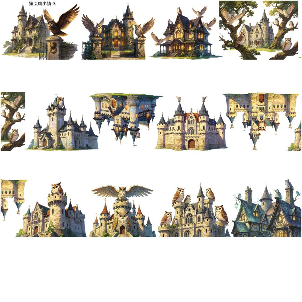 Fantasy Owl Town House PET Tape 8cm x 1m