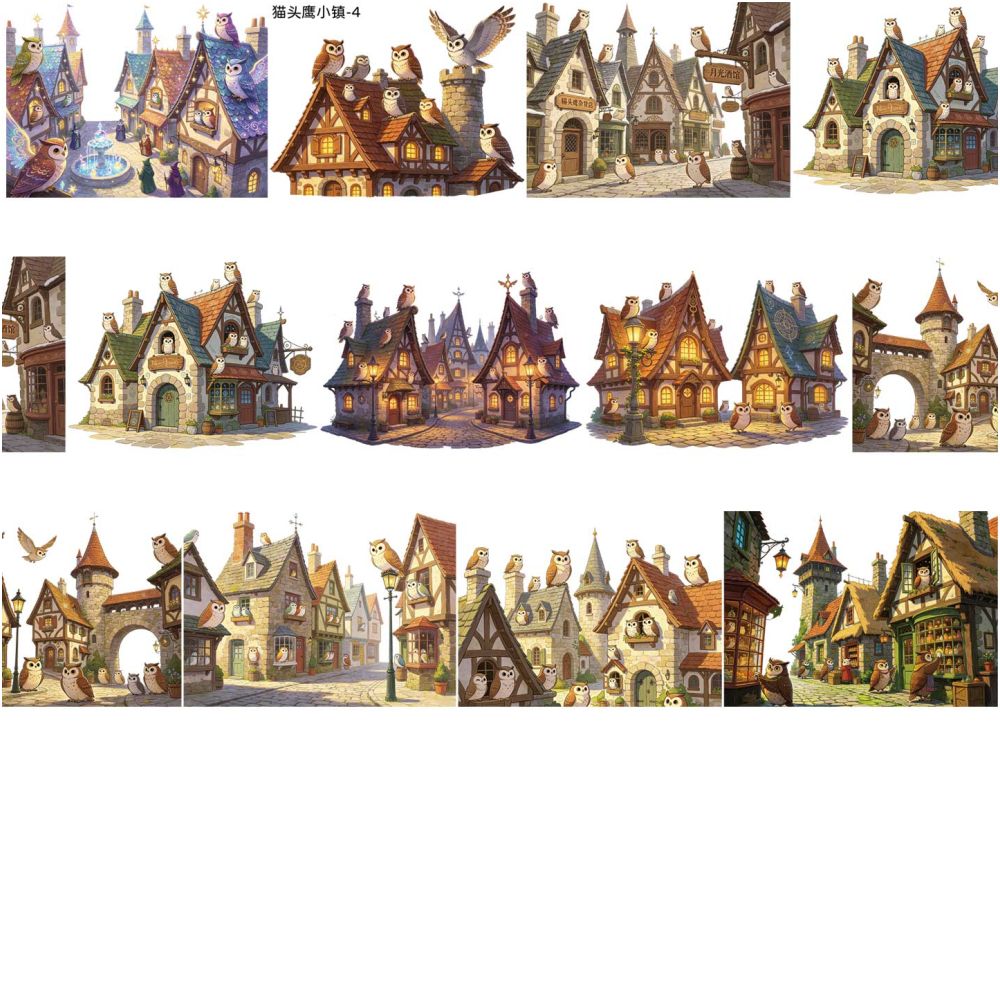 Fantasy Owl Town House PET Tape 8cm x 1m