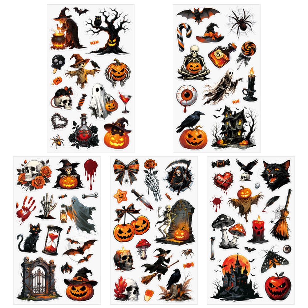 Halloween themed PET stickers 5 Sheets image 2