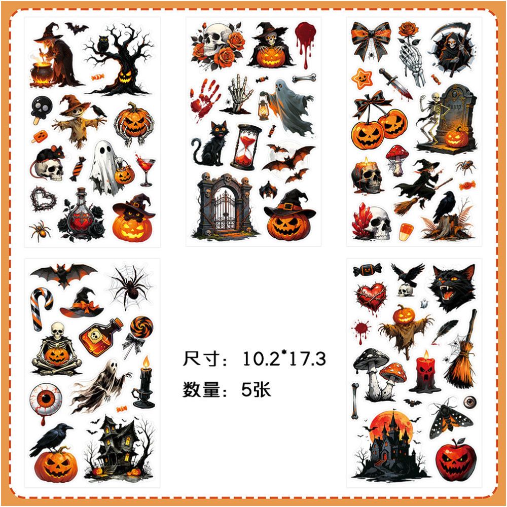 Halloween themed PET stickers 5 Sheets image 4