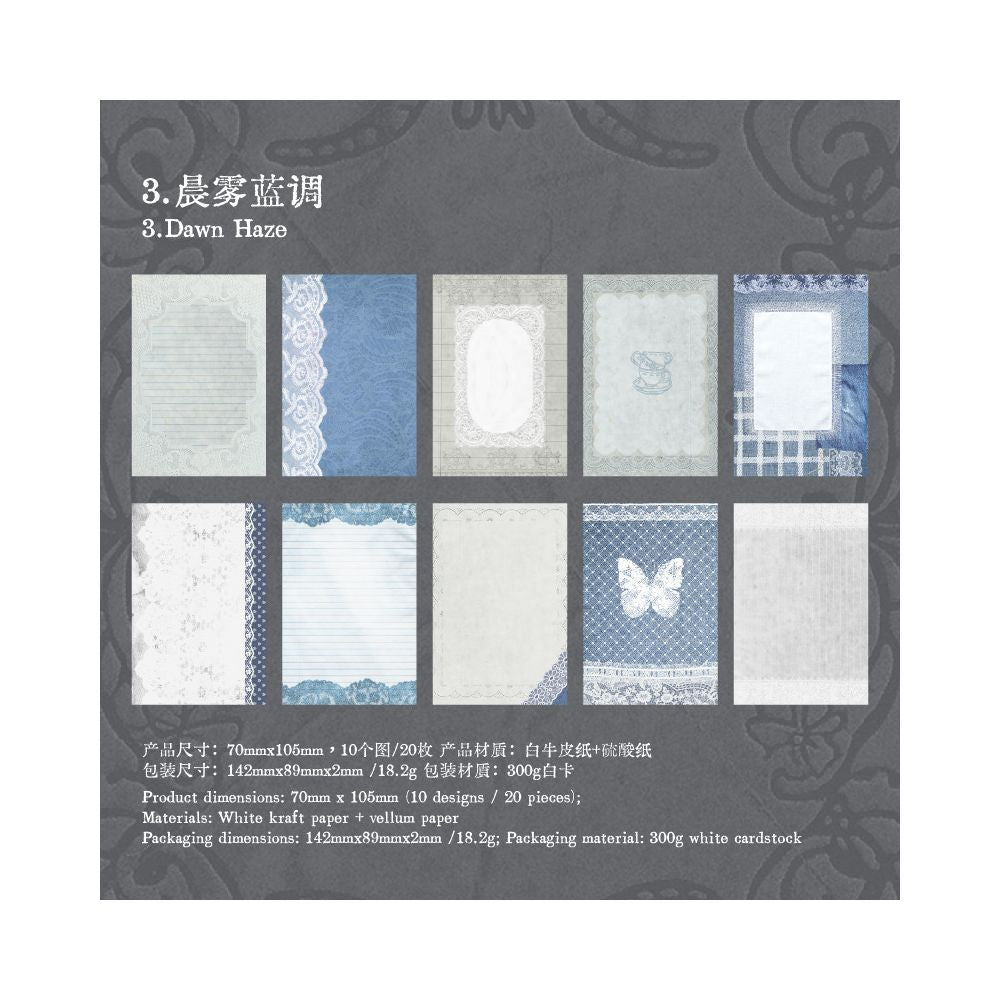 Lace Moment Material Paper 7cm x 10cm 20 Sheets 4 Designs