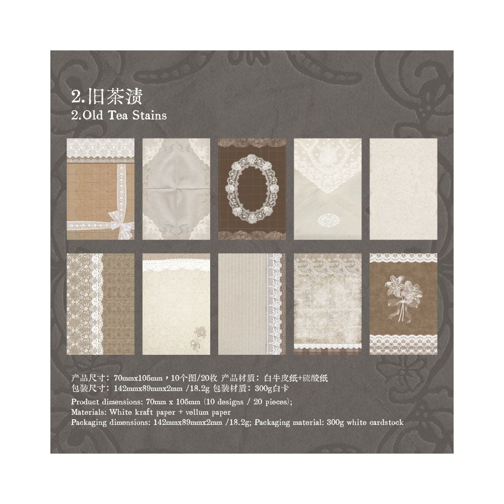 Lace Moment Material Paper 7cm x 10cm 20 Sheets 4 Designs