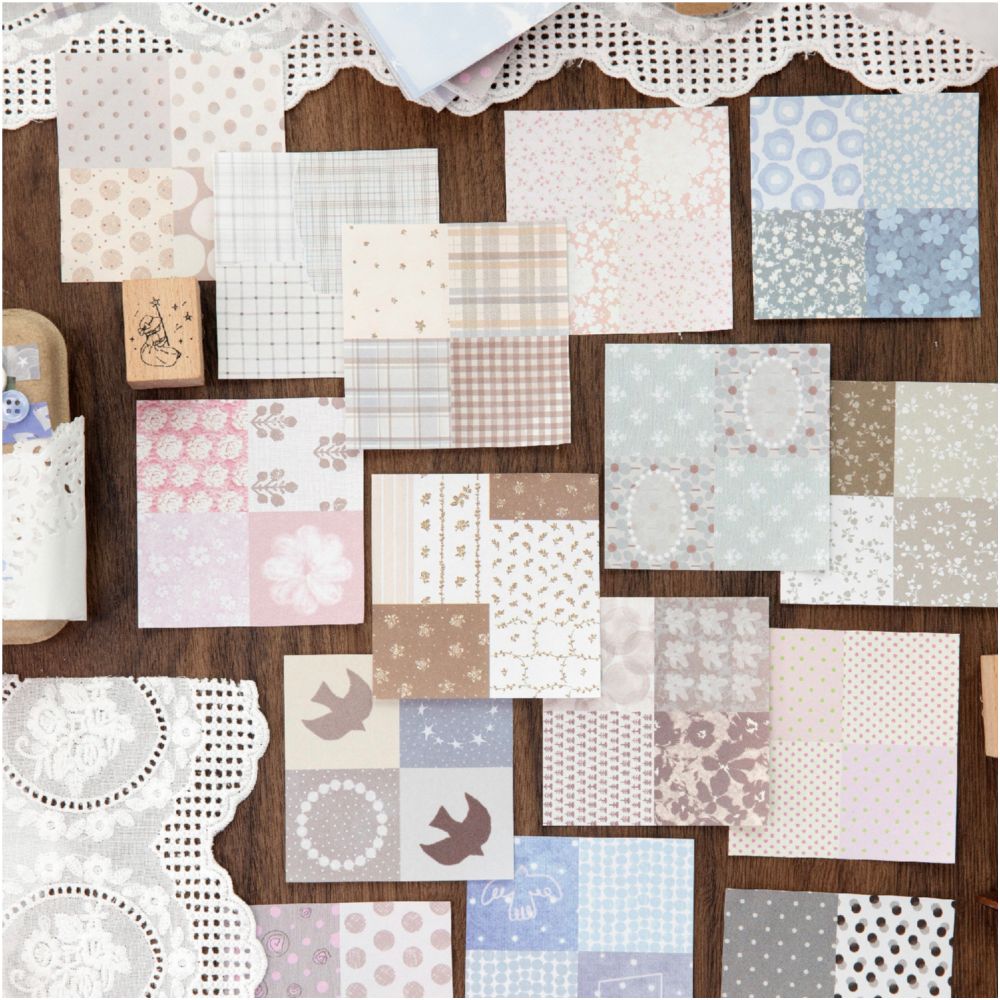 Mended Sunny Days Series Material Paper 8cm x 8cm 100 sheets 4 designs image 1