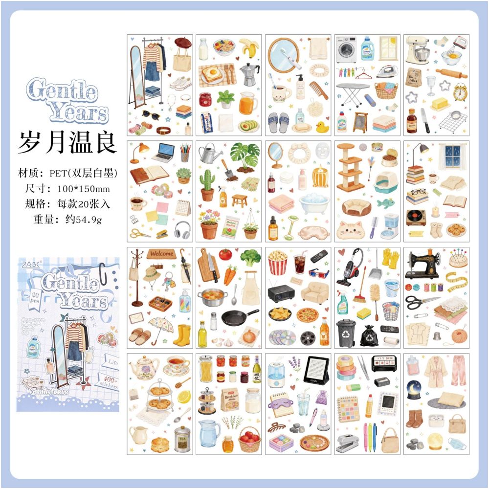 Beautiful Home Series PET Stickers 20 sheets 4 variants