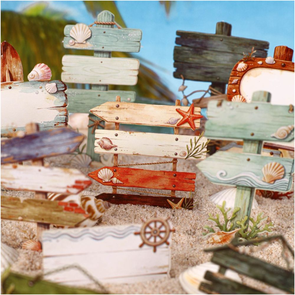 Ocean View Wooden Label Series Paper Stickers 10psc 6 variants image 1