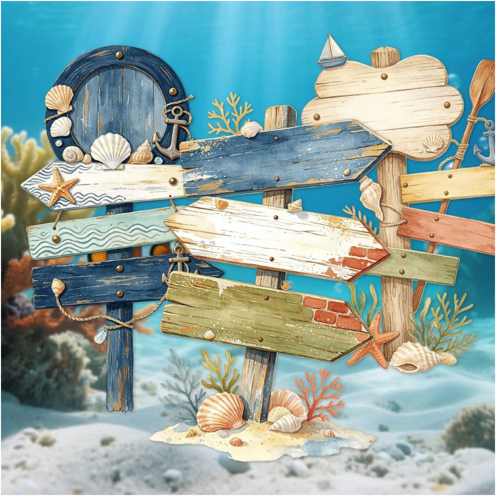 Ocean View Wooden Label Series Paper Stickers 10psc 6 variants image 2