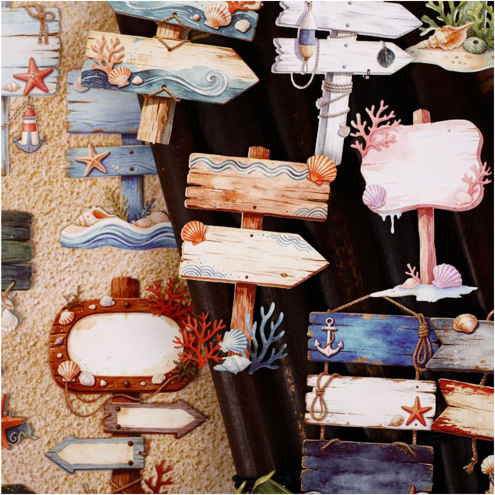 Ocean View Wooden Label Series Paper Stickers 10psc 6 variants image 3
