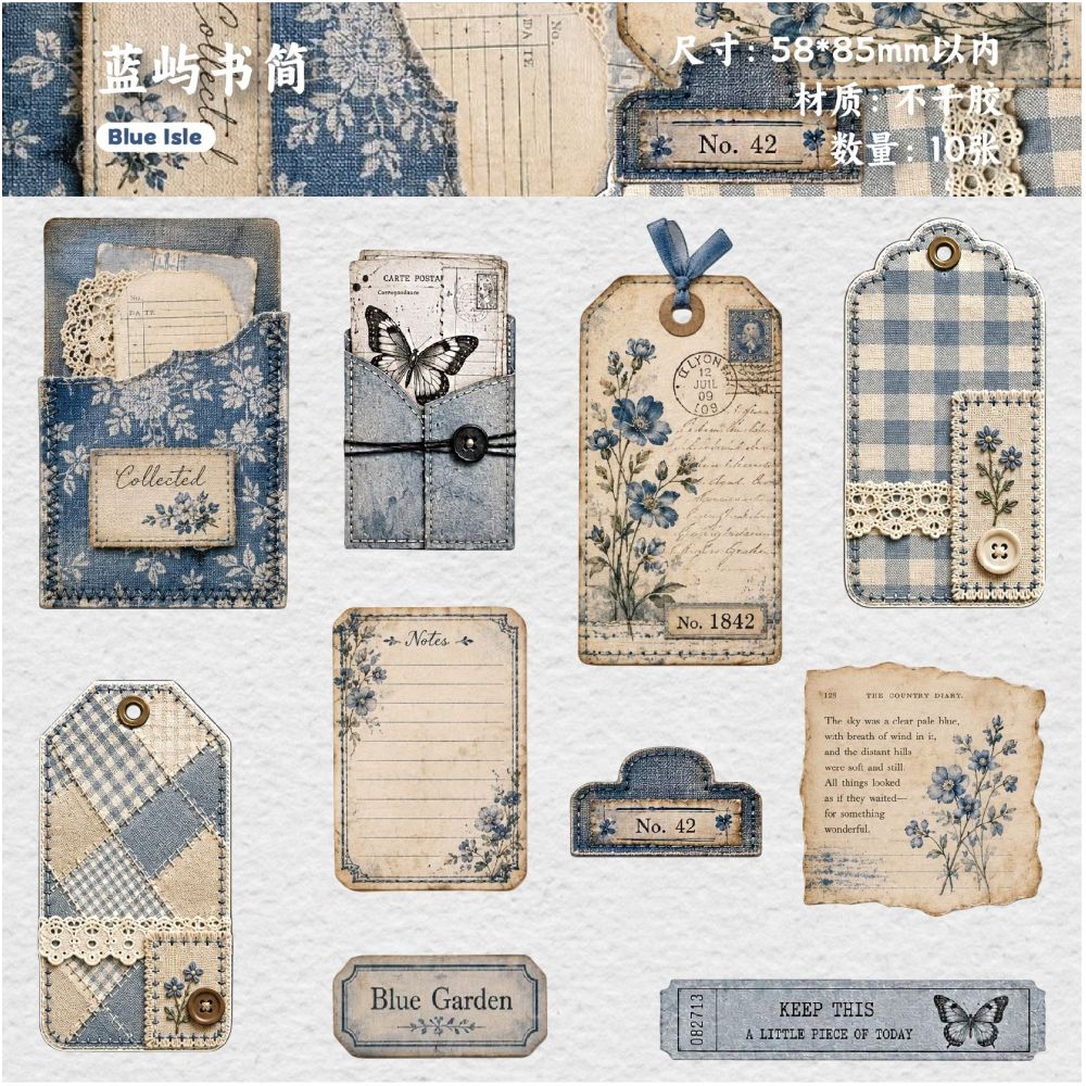 Vintage Time Tag Series Paper Stickers 10psc 6 Designs
