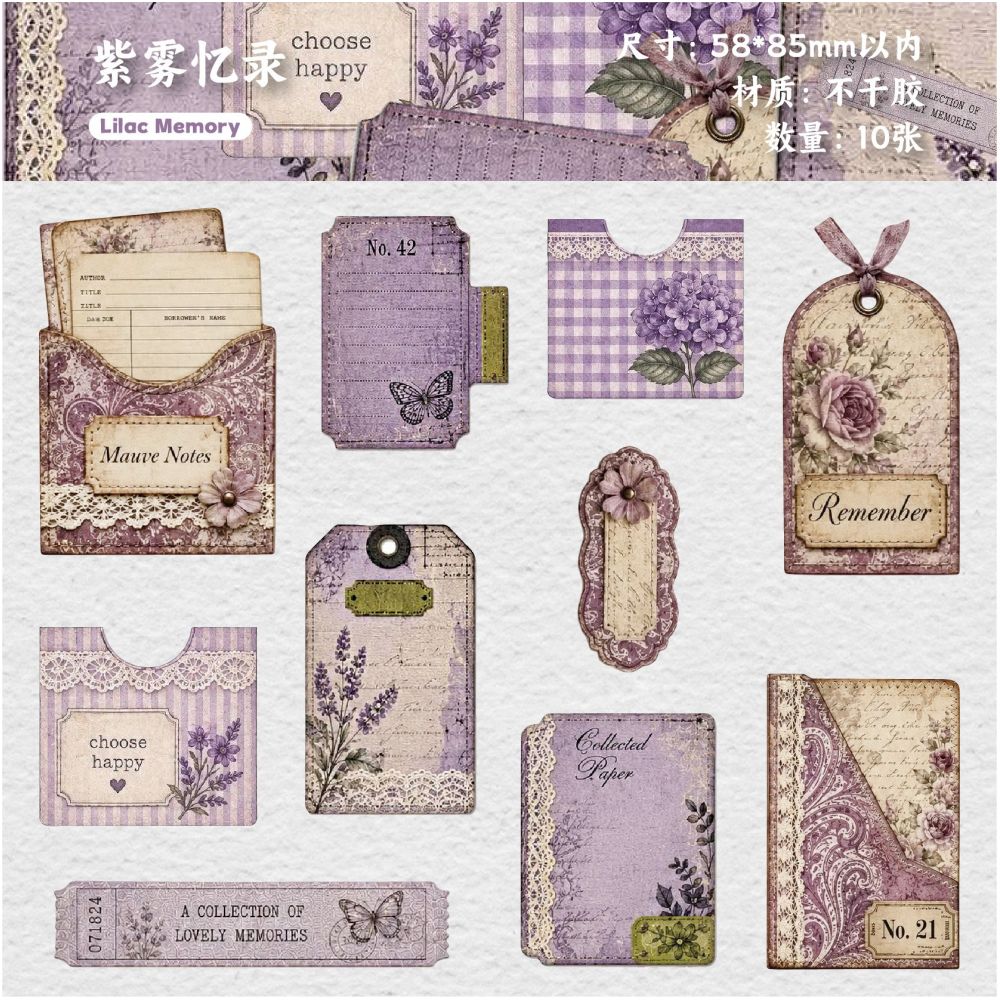 Vintage Time Tag Series Paper Stickers 10psc 6 Designs