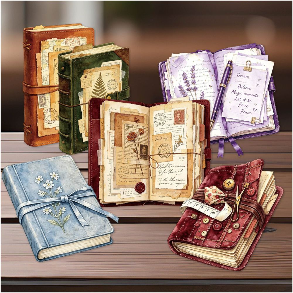 Vintage Journal Series Paper Stickers 8psc 6 variant image 1