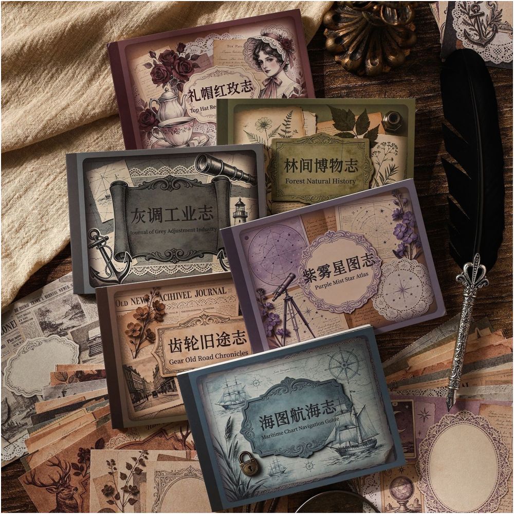 Vintage Chronicle Series Material Paper 14cm x 10cm 30psc 6 Designs image 0