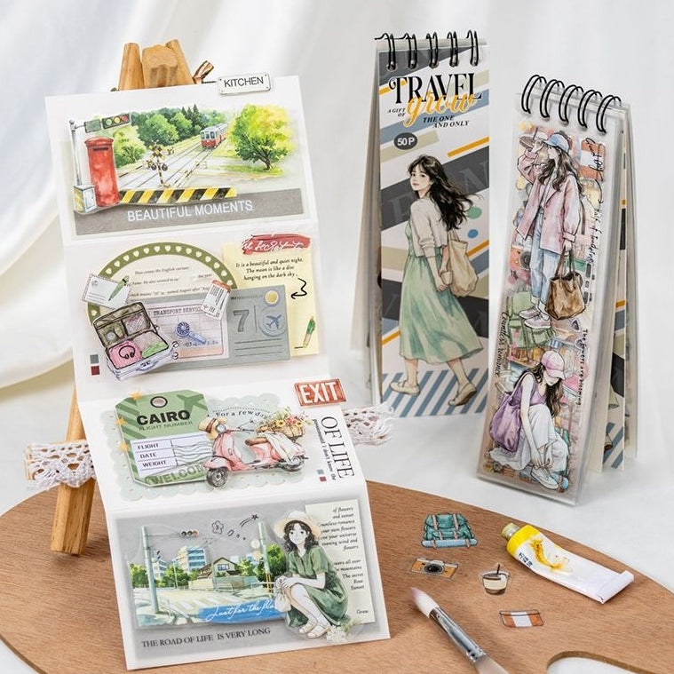 Girls On the Road Series PET Sticker Book 50psc image 1