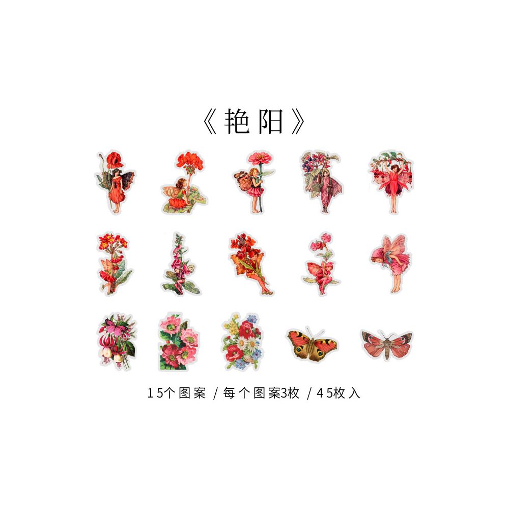 Fairy Flower Diary Series PET Stickers 45psc 8 Designs