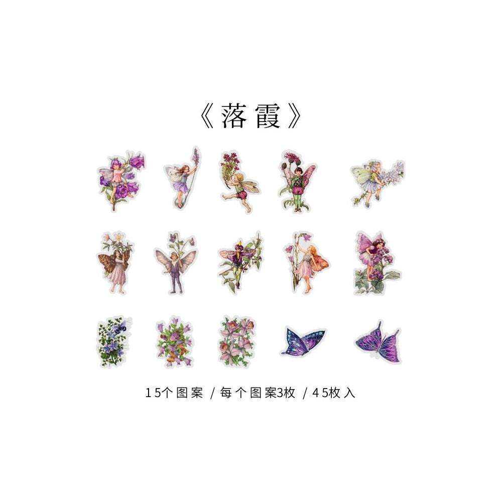 Fairy Flower Diary Series PET Stickers 45psc 8 Designs