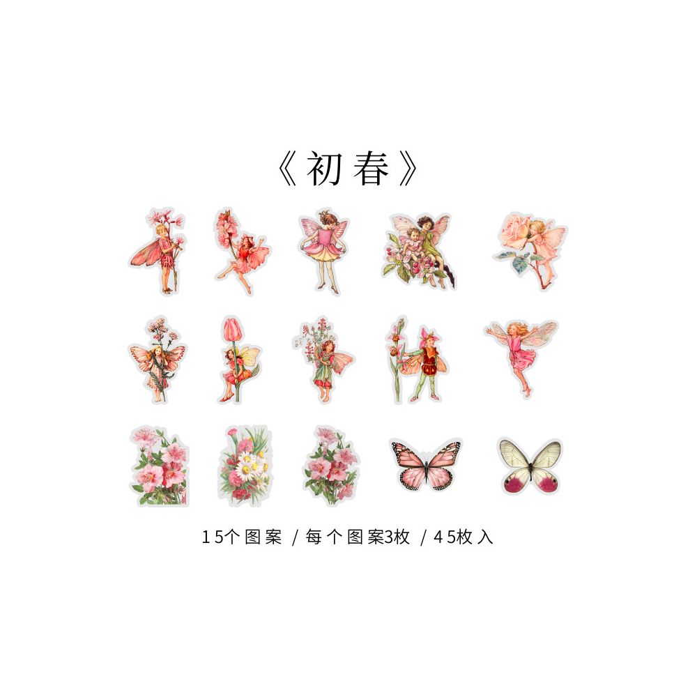 Fairy Flower Diary Series PET Stickers 45psc 8 Designs