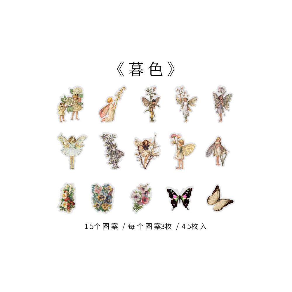 Fairy Flower Diary Series PET Stickers 45psc 8 Designs