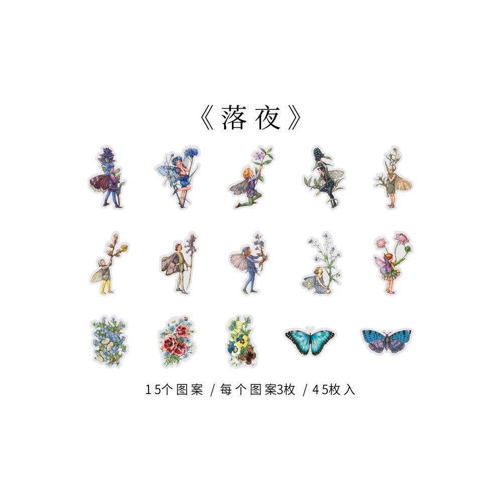 Fairy Flower Diary Series PET Stickers 45psc 8 Designs