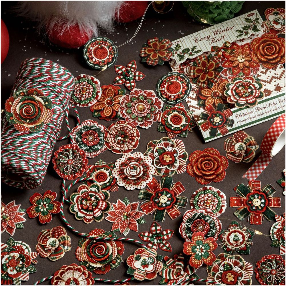 Christmas Flower Paper Stickers 50psc 4 Designs image 0