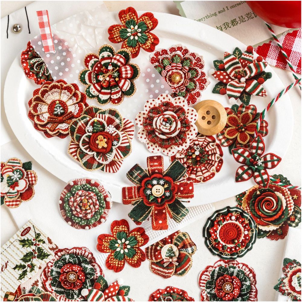 Christmas Flower Paper Stickers 50psc 4 Designs image 1