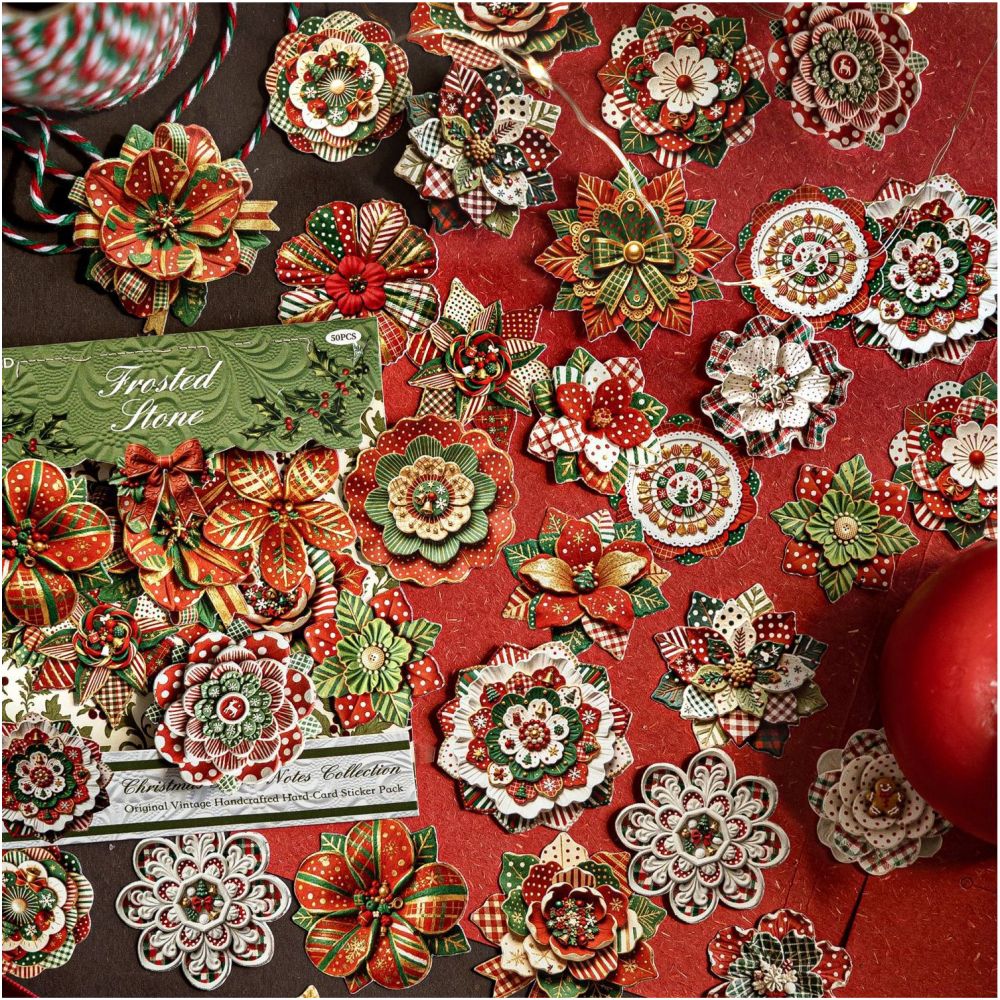 Christmas Flower Paper Stickers 50psc 4 Designs image 2