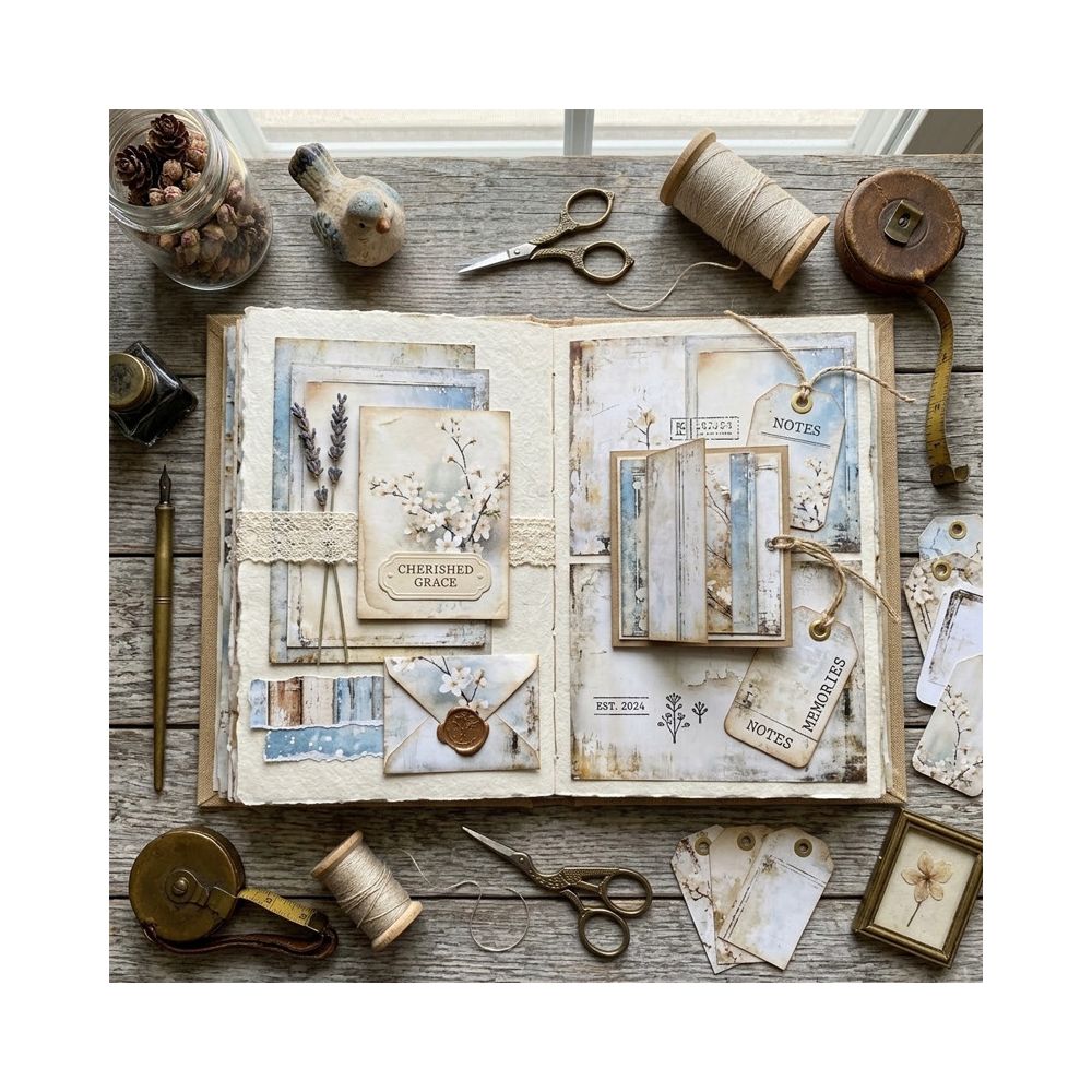 Weathered Grace Material Paper 15cm x 15cm 24 sheets image 1