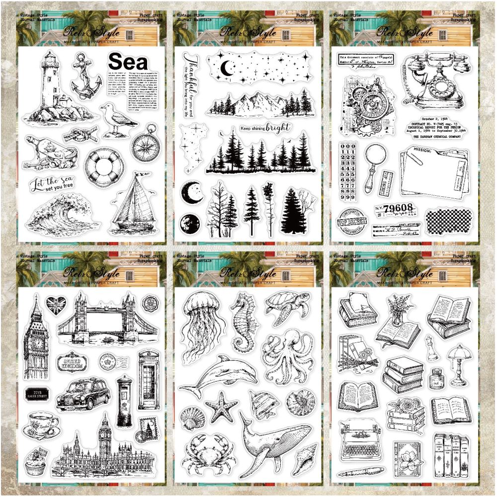 Vintage Backgrounds Silicone Rubber Stamps 15cm x 20cm 6 variants image 0