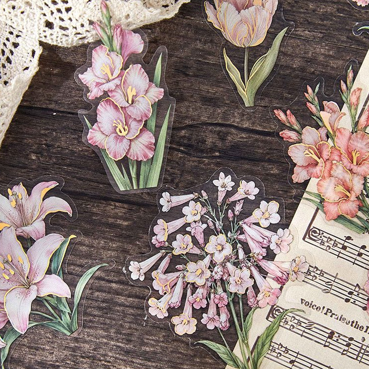 Watercolour Floral Series PET Stickers 30psc 6 Designs image 1
