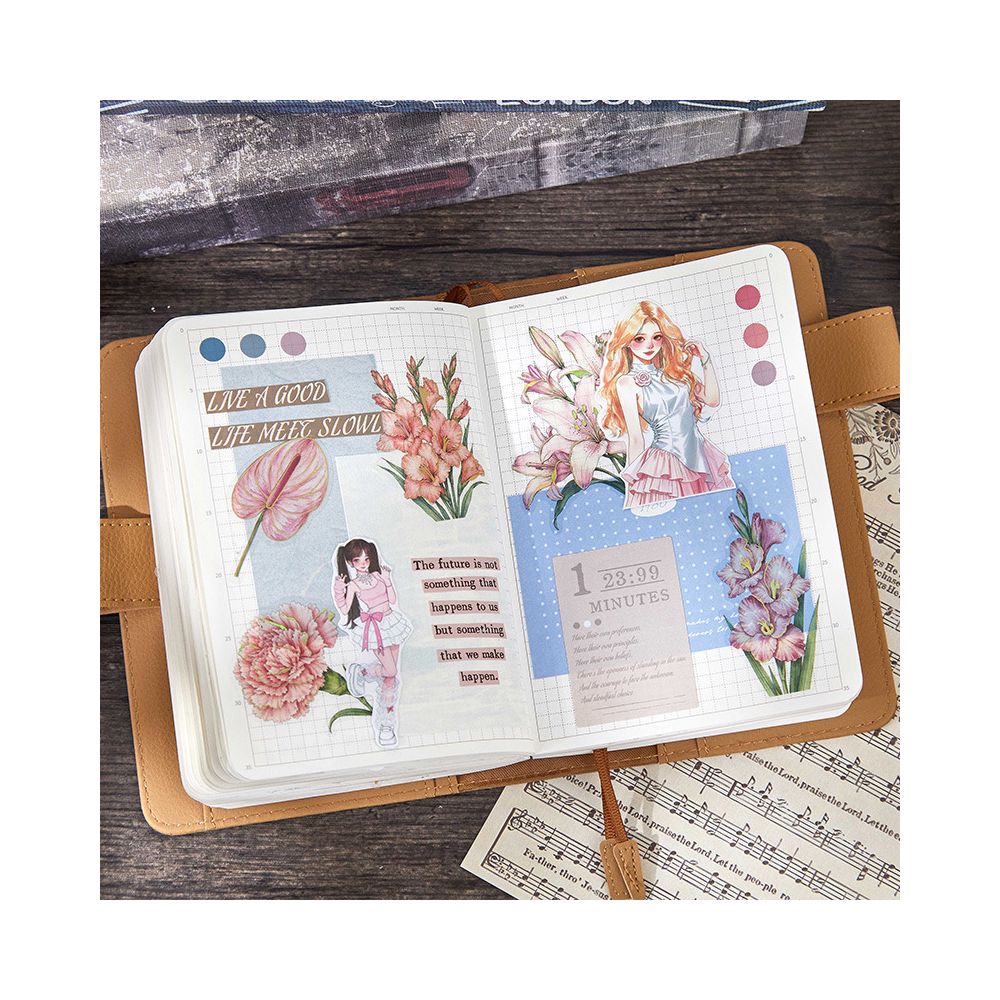 Watercolour Floral Series PET Stickers 30psc 6 Designs image 3